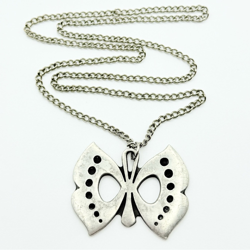 R. Tennesmed Sweden Butterfly Pendant Necklace - Scandinavian Pewter